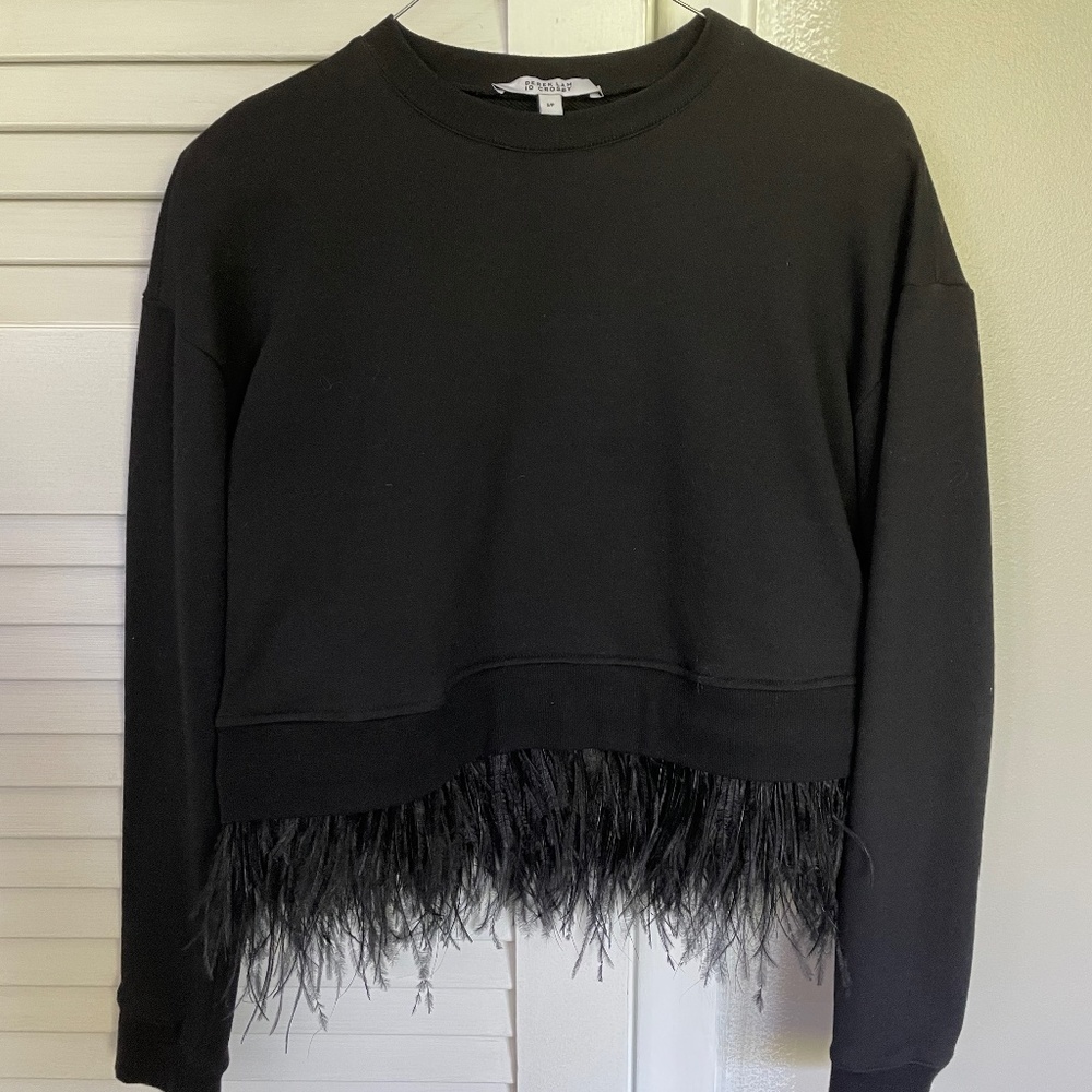10 Crosby Derek Lam Black Feather Hem Sweatshirt